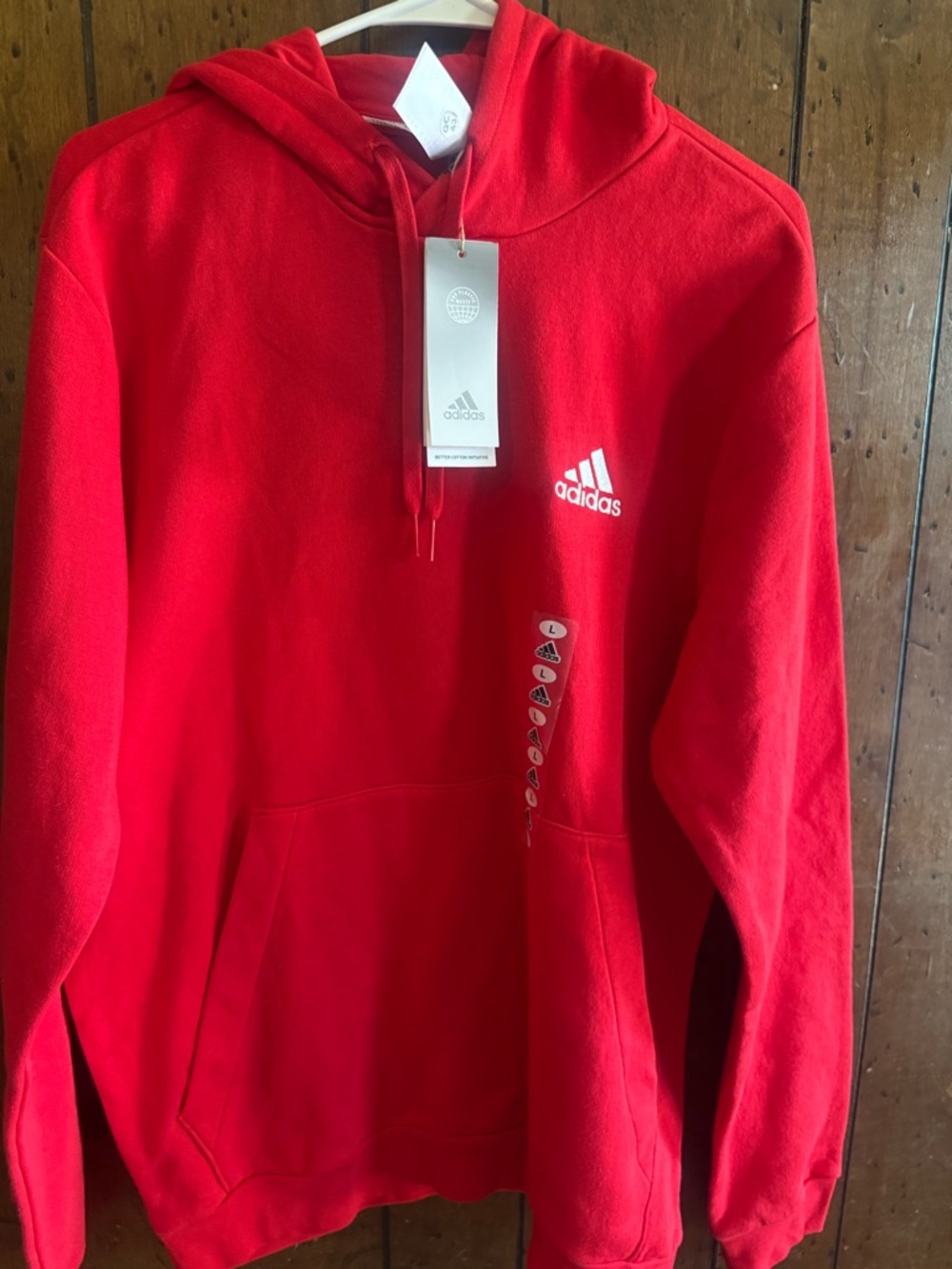 adidas Men’s Red Crewneck Hoodie with Logo